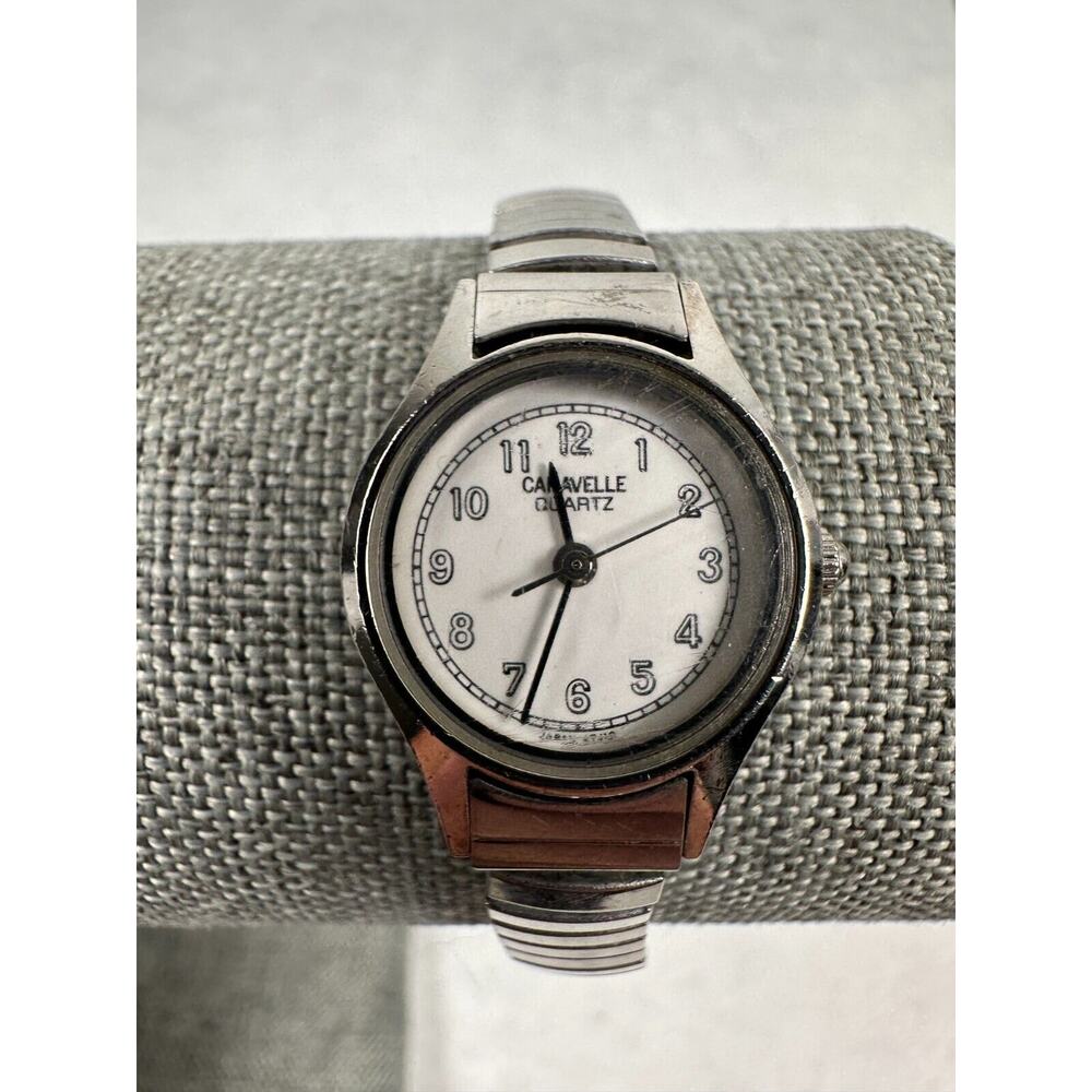Bulova Caravelle Watch Womens 20mm White Dial Silver Tone Expansion New Battery